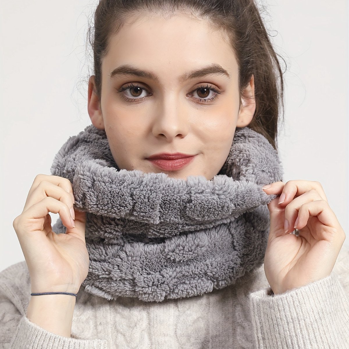 Winterhalsslang Voor Heren, Ski, Halswarmer, Halsdoek, Voor Mannen Voor Dames Fleece Sjaal Colsjaal Capasmasker Winddichte Cirkelsjaal Zwart 1