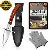 TEN - Oyster Knife + eBook Cookbook - Leather Holder - Oyster Glove - Marron