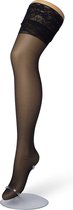 Bonnie Doon Dames Curvy Hold Up maat 50/54 (L/XL) Zwart - Grote Maten - Brede Siliconen Band - Curvy Lace Hold Up - Zakt niet af - Plus Size - Panty zonder Broekje - Siliconenrand - Blijven Perfect Plakken - Panty Kousen - Black - BP201706.101