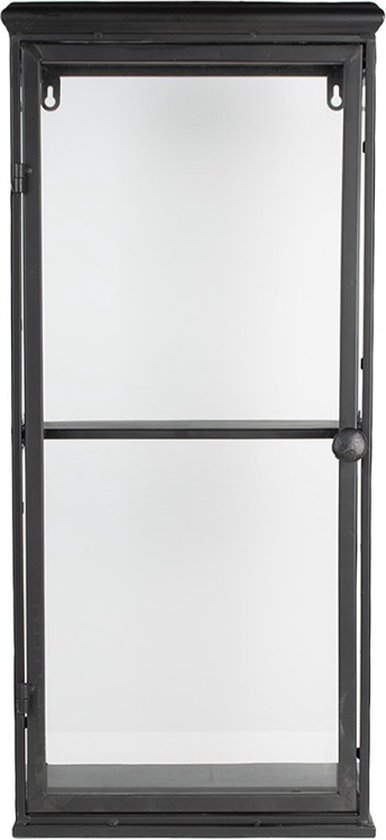 Vitrinekast 31x21x70 cm Zwart Ijzer Glas Wandkast