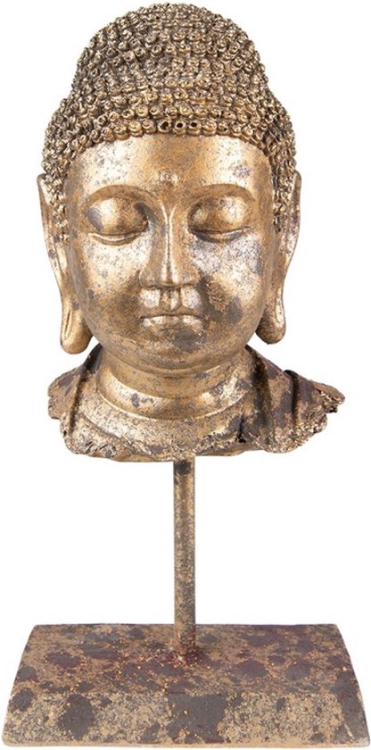 Set van 2 x Beeld Boeddha 13x9x25 cm Goudkleurig Kunststof Woonaccessoires beeld decoratie Decoratieve Accessoires