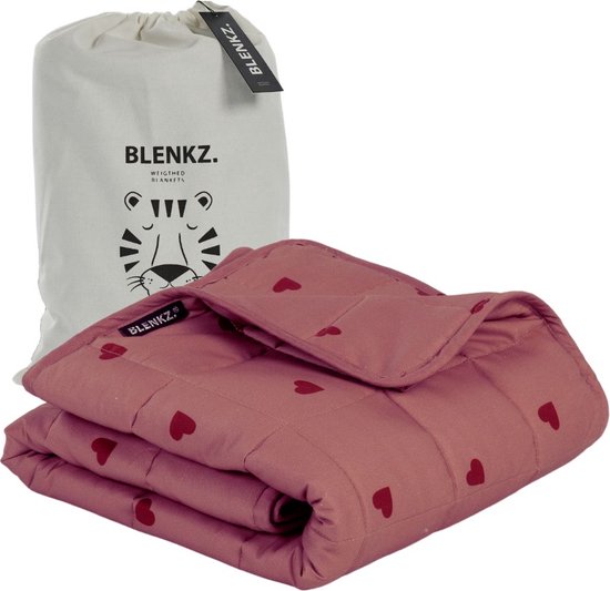 BLENKZ - couverture lestée enfant 2,3kg - 95 x 125 - Hartjes Rose Rouge - couverture lestée lit enfant - couverture lestée - couvertures lestées