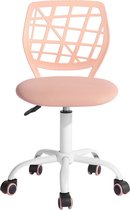 Bureaustoel in hoogte verstelbaar | Draaibare stoffen zitting | Ergonomische werkstoel zonder armleuning | Lichtroze