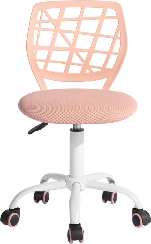 Chaise de bureau réglable en hauteur | Assise pivotante en tissu | Chaise de travail ergonomique sans accoudoir | Rose clair
