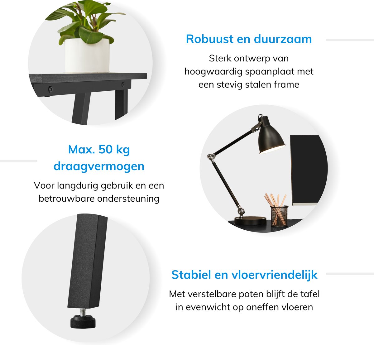 ACAZA Bureau - Bureautafel - Zwart - Desk - Computertafel - Laptoptafel - Computerbureau