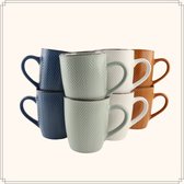 Tasses à café avec oreille OTIX - Set de 8 - Différentes couleurs - Faïence - 370 ml - CHINÉ