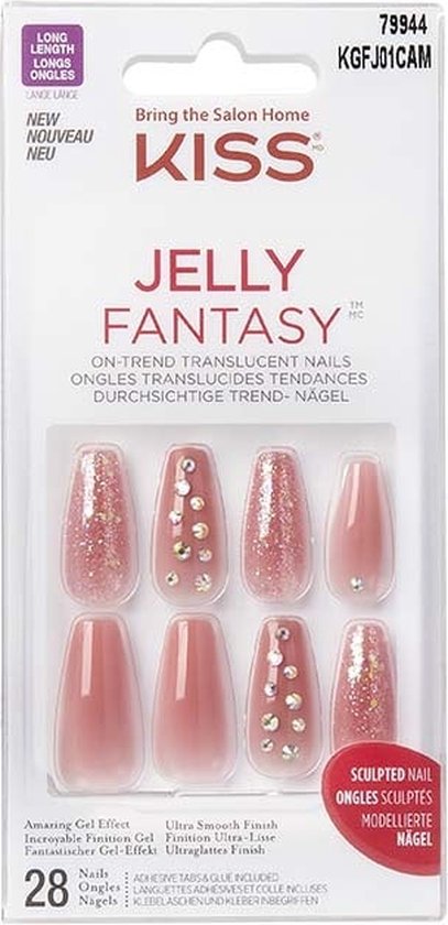 Foto: Kiss gellak jelly fantasy nails kunstnagels 28 stuks nepnagels be jelly