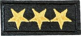 Embleem Military Strijk Patch Rang Sterren 7.5 cm / 3.4 cm / Zwart Goud