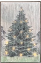 Schilderij draad dennenboom met verlichting