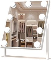 Hollywood Spiegel met Verlichting - Make Up Spiegel met Ledverlichting - Tafelspiegel kantelbaar - Wit