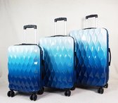 Senella Luxe kofferset - 3-delige kofferset - Reiskoffer met wielen - ABS kofferset - Hardcase kofferset - TSA slot - Luxe design - Lichtblauw/wit