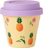 Quy Cup - Tasse de Voyage Écologique 90ml - Tasse à expresso « Ananas » avec couvercle en Siliconen Violet
