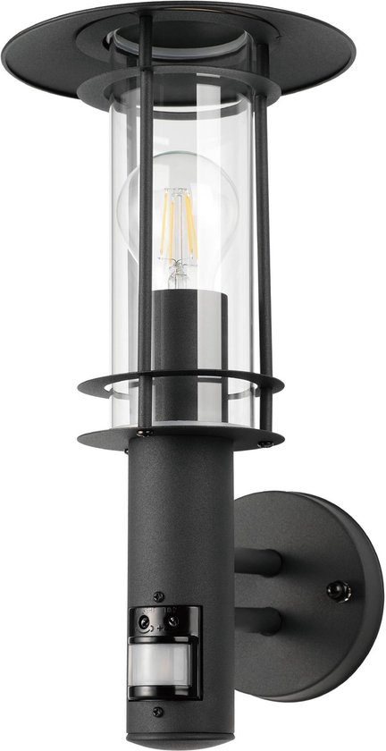 EGLO Lisio 1 Wandlamp Buiten - E27 - Sensor - RVS - Zwart