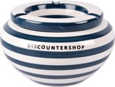 Discountershop Stormasbak van Aardewerk voor Binnen en Buiten - Blauw en Wit Gestreept - 1 Stuk - Stijlvolle Accessoires voor Sigaretten - Terrasbak Dia 14cm