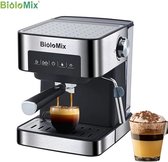 Machine à expresso Biolomix - Cafetière en grains - Incl. Mousseur à lait - Café 3 -1 - Expresso - Cappuccino - Latte