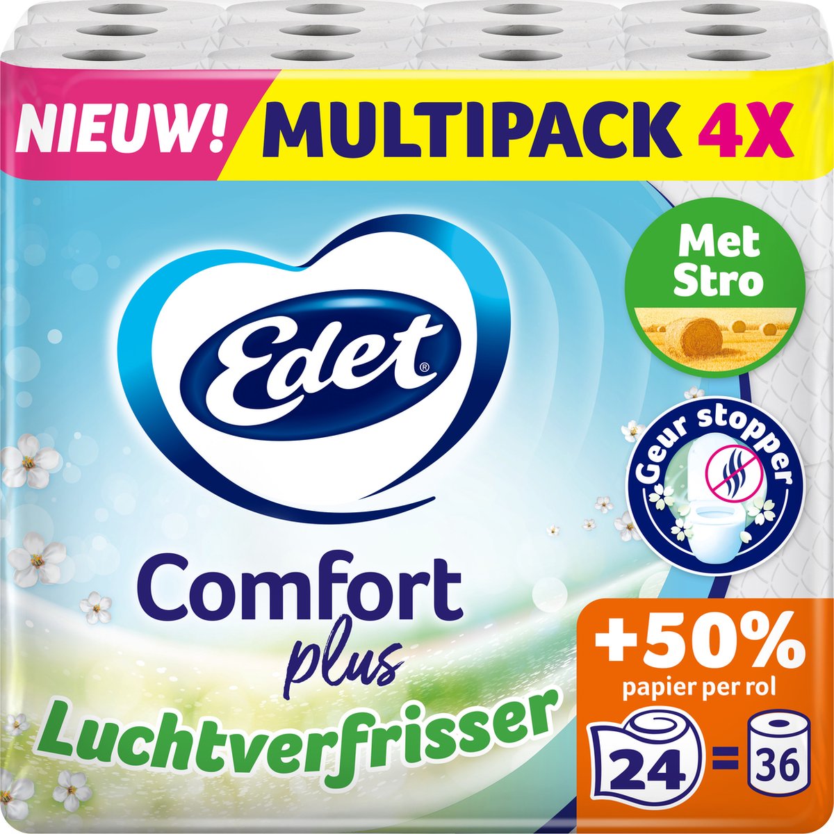 Edet Comfort Plus Toiletpapier met luchtverfrisser - 3 laags - 24 maxi rollen op Prijzenvolger.com