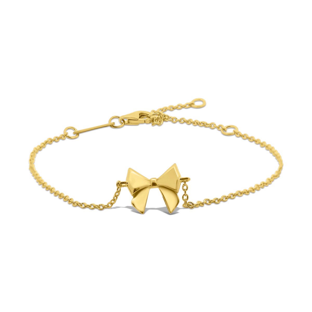 New Bling 9LA-20043 Zilveren Armbandje met Strikje -10x10mm - 16+2+3cm - Zilver - Verguld/Goud op Zilver