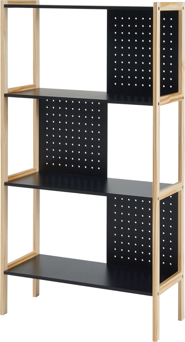 en.casa Boekenkast Dønna schap 120x63x28 cm mdf zwart en houtkleurig [en.casa]