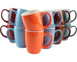 OTIX Theemokken met Oor - Koffiekopjes - Koffiemok - Koffietassen - 12 stuks - 300 ml - Aardewerk - PRISM