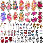 49 Vellen Tijdelijke Tatoeages Voor Vrouwen en Mannen 3D Extra Grote Waterdichte Sexy Bloemen nep Tattoo Kits