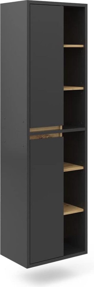 MKSS® Badkamerkasten Hoog - Badkamerkast - Badkamermeubel - Badkamerrek - Opbergkast - Zwart