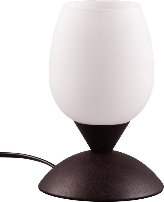 LED Tafellamp - Torna Bekre - E14 Fitting - 1 lichtpunt - Roestrood - Metaal - Wit Glas