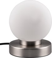 LED Tafellamp - Trion Bolle - E14 Fitting - 1 lichtpunt - Mat Nikkel - Metaal - Wit Glas