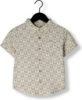 Rylee + Cru Collared Short Sleeve Shirt Palm Check Jongens - Vrijetijds blouse - Taupe - Maat 104/110
