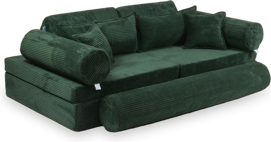 XXL Modulaire bank - Speelsofa- Rib - Emerald Premium (incl. 4 kussens ...