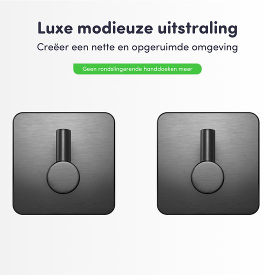 EAVY - Set de 4 Crochets porte-serviettes autocollants en acier inoxydable - Gunmetal