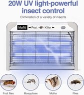 Elektrische Insectendoder, Mafiti Muggenvanger Vliegval Elektrische Indoor Muggenverdelger 20W met UV-licht, Elektrische Muggenval voor Keuken, Huis, Binnenplaats (Grijs)