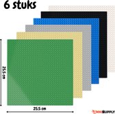 Complete Set Bouwplaten 32x32 noppen - geschikt voor LEGO - 6 Stuks - Classic Voordeelpakket - Bouwplaat/Grondplaat - Groen, Blauw, Grijs, Licht bruin, Wit, Zwart