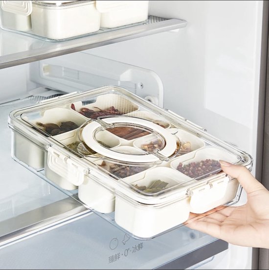 LOPYXBR 2 stuks snackbox met vakken, opbergdoos met draaggreep, 4 en 8