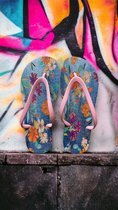 Owniez Flip Flops - Flowery Jeans Slippers - Dames - Comfortabele en Duurzame Slippers - Maat 37/38