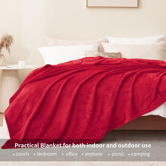 Plaid Polaire Moelleux 90 X 300 Cm - Couverture Chaude Toutes Saisons Pour Lit, Canapé - Rouge, Lavable Machine - 11