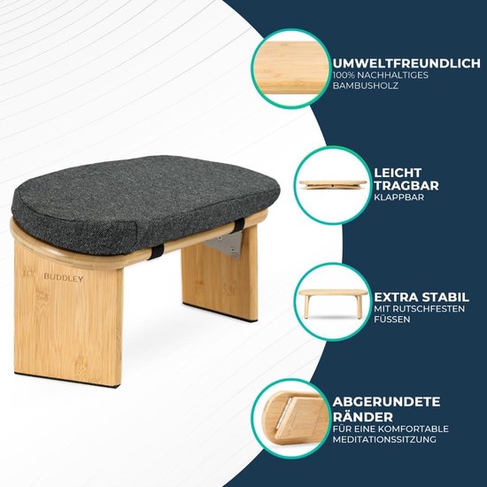 Meditatiebankje Inklapbaar met Kussen en Rugsteun pop up stool van MEDI — afbeelding 5