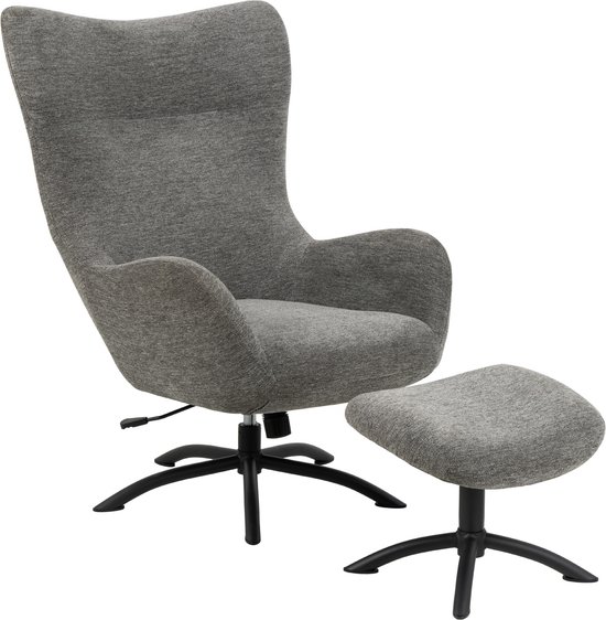 Fauteuil Marc Antraciet met Voetenbank - Giga Living