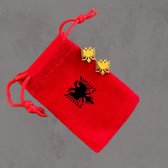 Studs - oorbellen Albanie - knopjes albania goud + zakje albanie - Albanese adelaar -