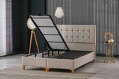 Bol.com boxspring ecce- 180X200- taupe/beige- zonder matras- met opbergruimte aanbieding