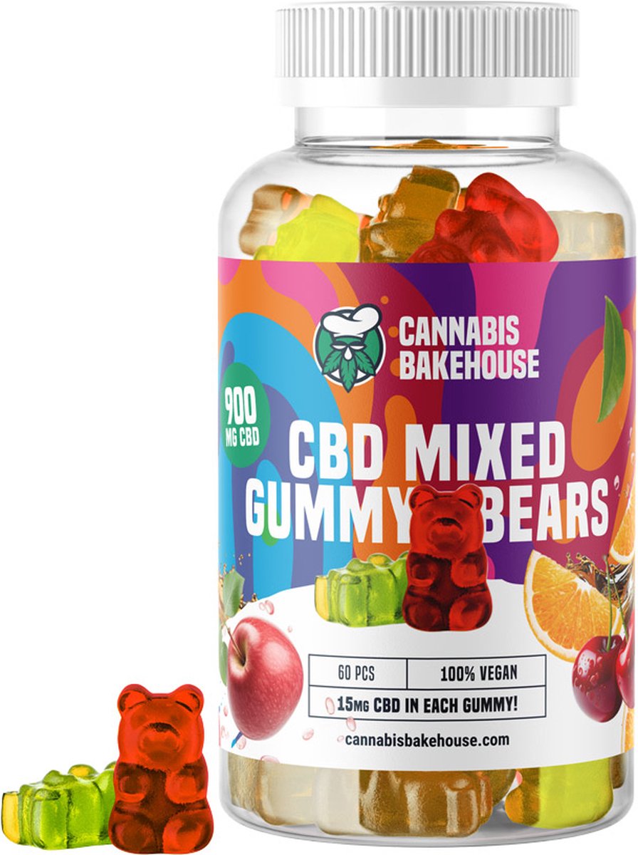 Cannabis Bakehouse - Gummy Bears - 15mg CBD - 60 Stuks - Fruit mix - 0% THC