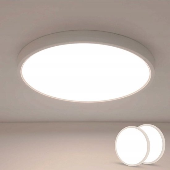 Goeco Plafondlamp - 30cm - Medium - LED - 24W - 5000K - Natuurlijk wit licht - Geschikt voor woonkamer, eetkamer, slaapkamer, keuken, badkamer