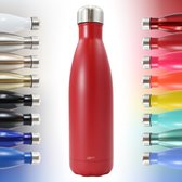 Thermosfles - Waterfles - Modern & Slank Design - Thermos Fles voor de Warme en Koude Dagen - Dubbelwandig - Robuuste Thermoskan - 500ml - Smooth Red - Mat Rood