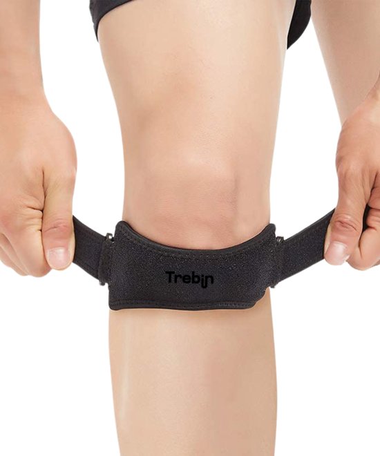 Trebin Patellabrace met Gel Vulling - One Size - Kniebrace - Patellabandje - Ergonomisch Ontwerp - Zwart