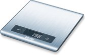 Beurer KS 51 Digitale Keukenweegschaal - RVS - Ultraplat - Tot 5 kg - Tarra - Incl. batterijen - Per 1 gram nauwkeurig - Automatisch uitschakeling - 5 Jaar garantie