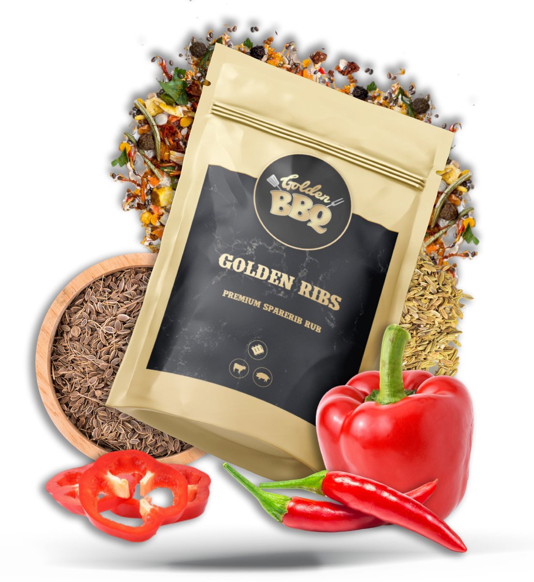 Goedkoopste Golden BBQ - Golden Ribs - BBQ Rub - Kruidenmix - Spareribs kruiden - 200 gram