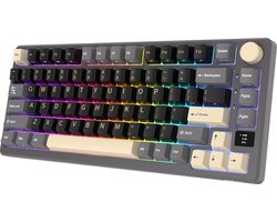 Royal Kludge RKM75 - RGB Mechanisch Gaming Toetsenbord - Met Display - Foam Touch - Phantom Black - Bluetooth - Hot Swappable Switch - Blue Switches - Inclusief Stofkap