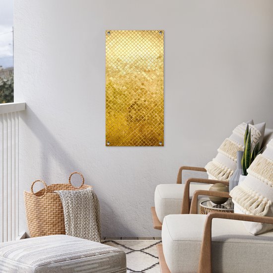 Tuinposter Goud - Design - Abstract - 40x80 cm - Wanddecoratie Buiten - Tuinposter - Tuindoek - Schuttingposter - Tuinschilderij