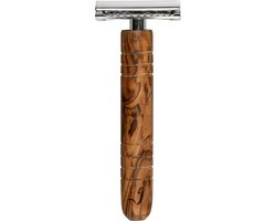 Nature's Groove® Veiligheidsscheermes voor Mannen en Vrouwen - Wilkinson Sword Blades - Double Edge & Gesloten Kam - Safety Razor van Olijfhout