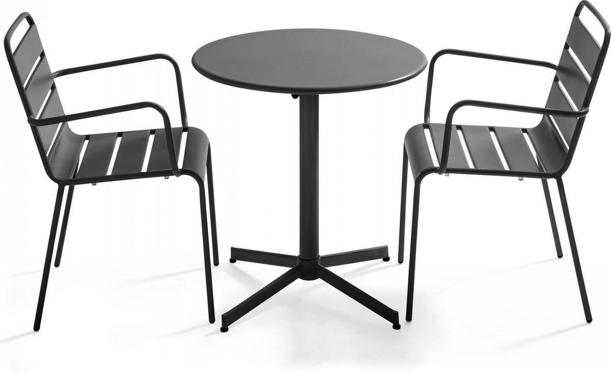 Tuinset met antraciet fauteuils en tafel - Palavas - Oviala