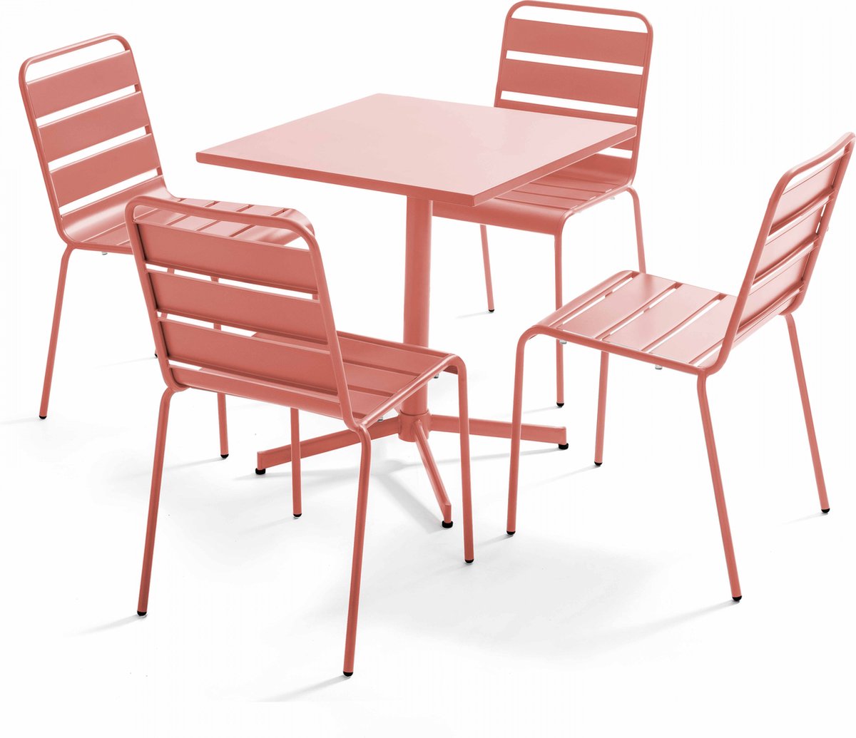 Oviala - Vierkante tafel en 4 stoelen van klei metaal - Palavas